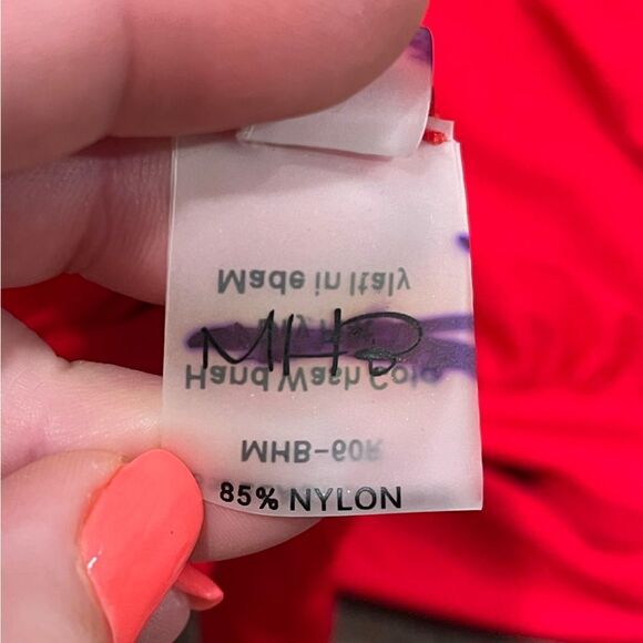 NWOT MHB Monica Hansen Beachwear Strappy Bikini Top Clasp Halter Neck Red Size L - Picture 4 of 6